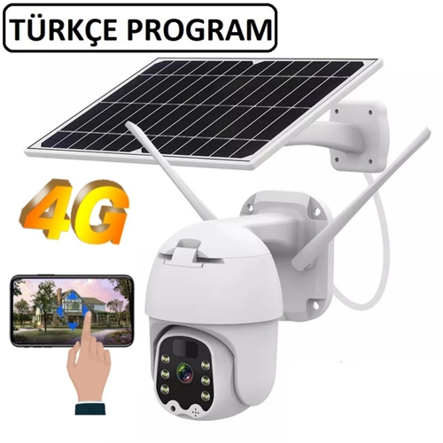 Sim Kartlı 4g Ptz 360 Hareketli Solar Güneş Enerjili 1080p Kamera Türkçe Program Son Sürüm ( Lisinya