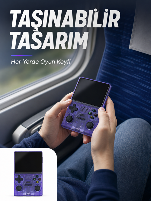 Kablosuz Kollu 3.5 İnç IPS Ekranlı Retro El Oyun Konsolu - Lisinya