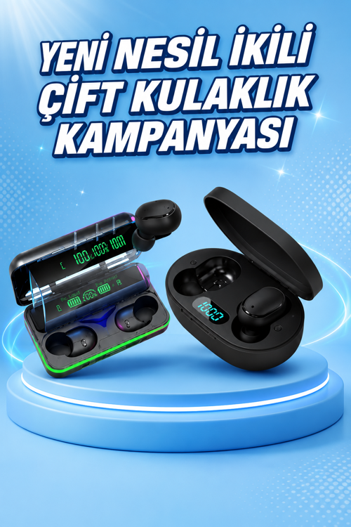 İkili Bluetooth Kulaklık Dijital Göstergeli Uzun Pil Ömrü Yüksek Ses Kaliteli - Lisinya