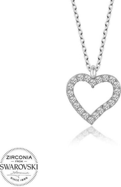 Swarovski Taşlı Gümüş Kalp Bayan Kolye