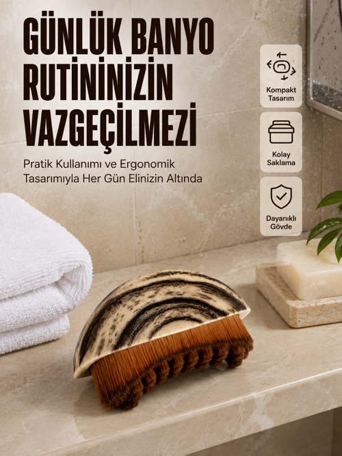 Masaj Fırçası Vücut Temizleme Fırçası Ahşap Desenli Yumuşak Kıllı Banyo Fırçası - Lisinya