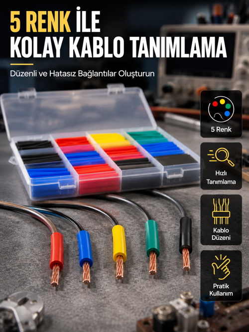 560 Parça Isı Makaron Seti Elektrik, Otomotiv ve Elektronik İçin Profesyonel İzolasyon Kiti - Lisiny