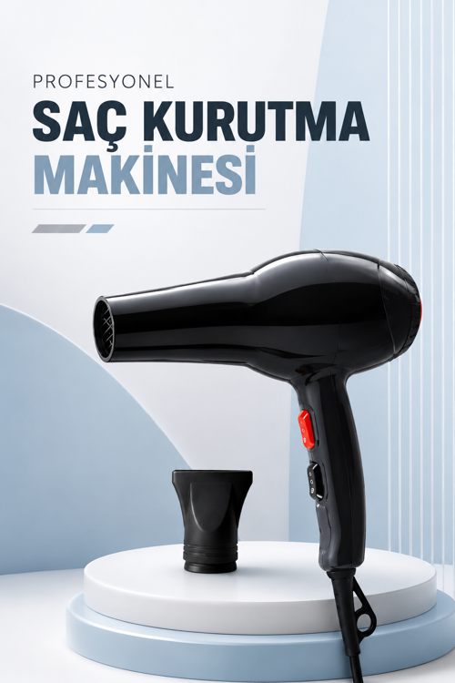 Tüm Saç Tiplerine Uygun, İki Kademeli Hız Ayarlı Fön Makinesi - Lisinya