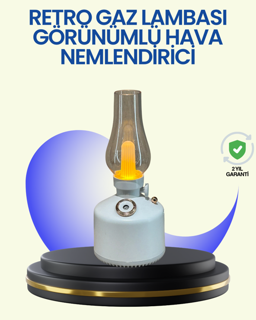 280 ml Tanklı Retro Gaz Lambası Difüzör USB Şarjlı Hava Nemlendirici - Lisinya