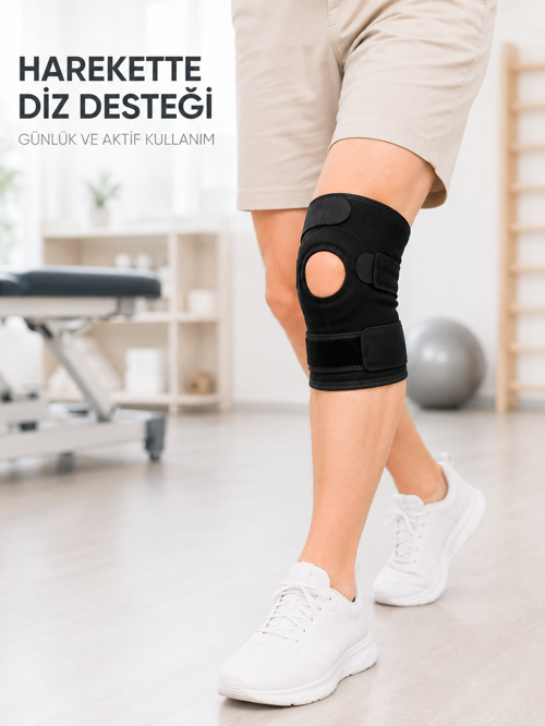 Kısa Ligamentli Dizlik Açık Diz Kapağı Ayarlanabilir Cırtlı Diz Destekleyici Spor Dizlik - Lisinya