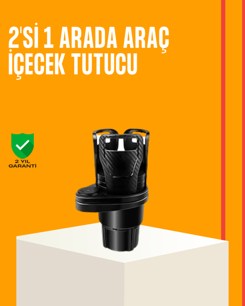 Oto Bardak Tutucu 360° Döner Çift Bölmeli Karbon Fiber Tasarım - Lisinya