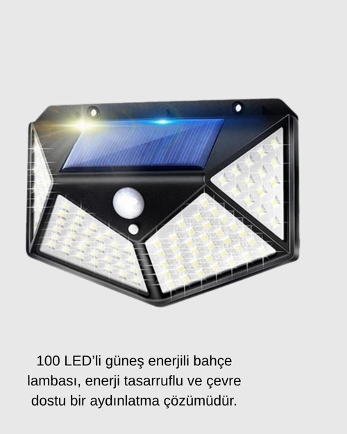 Solar Güçlü 100 LED Bahçe Lambası – Enerji Tasarruflu, Suya Dayanıklı ve Geniş Açılı Işık