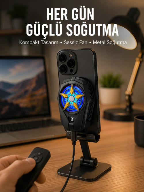 Cep Telefonu Radyatörü – Type-C, 2 Vitesli, Sessiz Soğutma Fanı Yeni Nesil