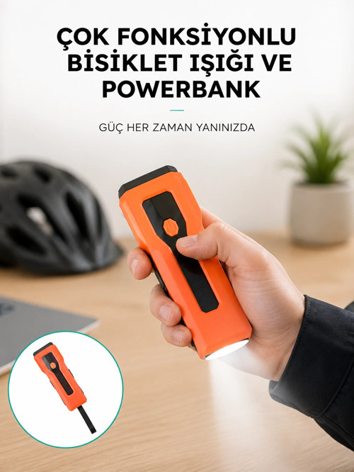 5000 mAh Bataryalı Bisiklet Farı COB Çok Fonksiyonlu Yeni Nesil
