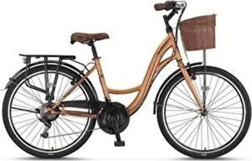 2810 ALANYA SEPETLİ KADIN ŞEHİR BİSİKLETİ 28 JANT 21 VİTES GOLD SİYAH
