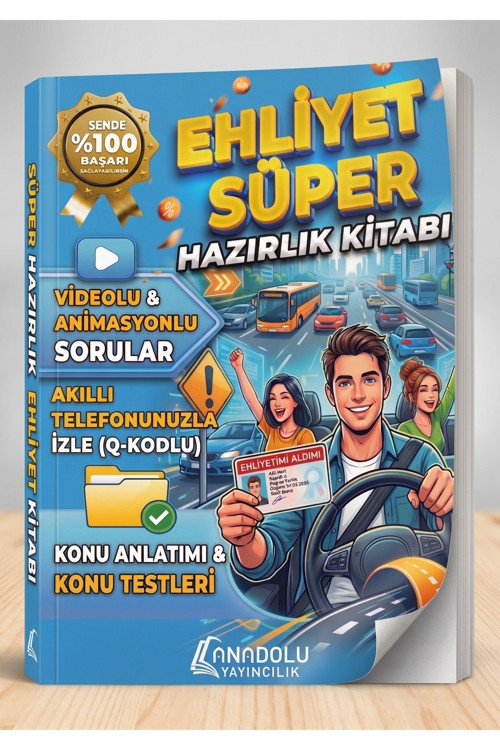 Ehliyet Süper Hazırlık Kitabı - Türkçe Sürücü Kursu Konu Anlatım & Konu Testleri