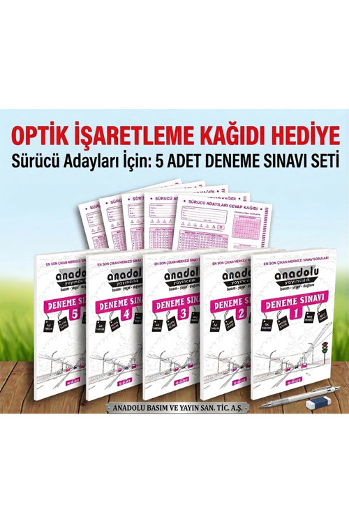 Sürücü Eğitim Deneme Sınavı -- Sürücü Kursu Kitabı 5'Li Deneme Sınavı