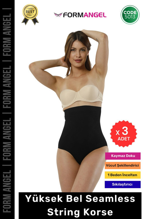 #Korse Seamless Dikişsiz Toparlayıcı Vücut Şekillendiren Kaymaz Yüksek Bel String Korse - 3 Adet