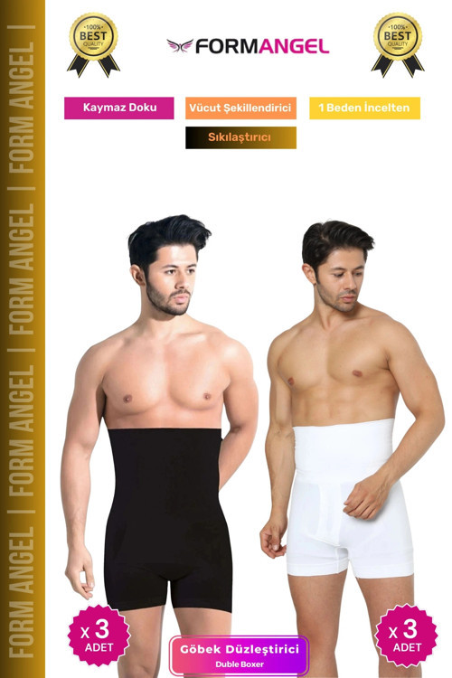 #BoxerKorse Göbek Düzleştirici Bel Basen Toparlayıcı Sıkılaştırıcı Duble Erkek Boxer Korse 6'lı Set