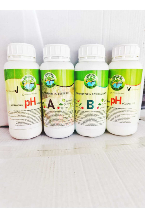 A ve B Besini 500ml, pH Down/Up 500 ml -Topraksız Tarım/ Hidroponik Başlangıç Kiti
