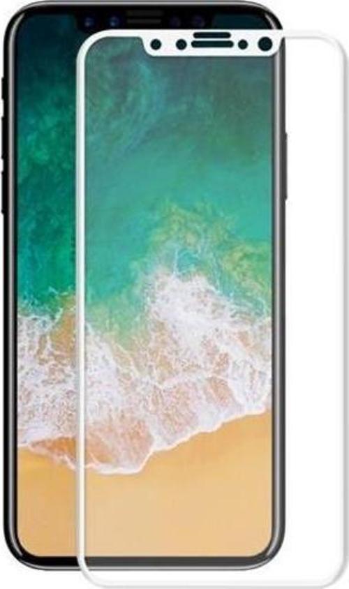 iPhone X / XS Kavisli 4D Cam Ekran Koruyucu Beyaz