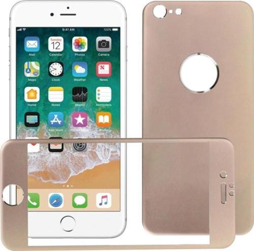 iPhone 6 Plus Metal Kenarlı ÖN+ARKA Cam Ekran Koruyucu Gold