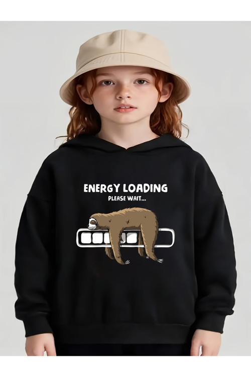 Tembel Animal Baskılı Oversize Çocuk Sweatshirt