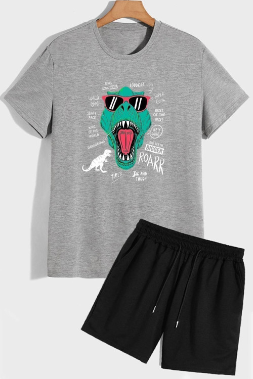 Dinazor Baskılı Şort T-shirt Eşofman Takımı