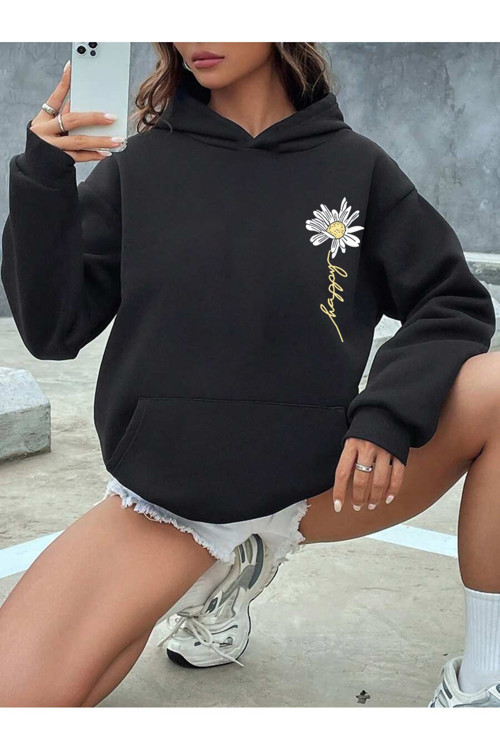 Unisex Papatya Baskılı Tasarım Oversize Sweatshirt