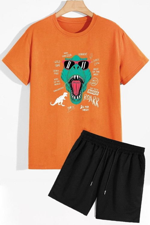 Dinazor Baskılı Şort T-shirt Eşofman Takımı
