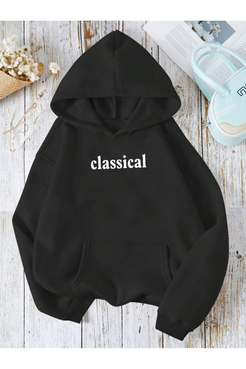 Unisex Classical Baskılı Oversize Sweatshirt