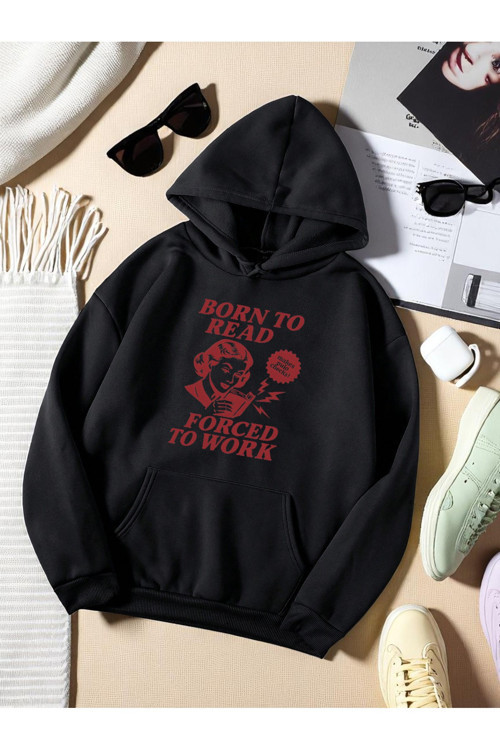 Unisex Born To Read Baskılı Oversize Sweatshirt