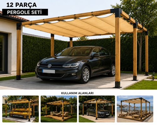 90X90X2,5 mm Pergola Garaj Sundurma Çardak Bağlantı Ekipmanları 12 Parça Mat Siyah Pergola Braketi