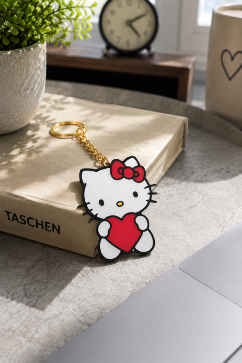 Hello Kitty Kalpli Figürlü Anahtarlık 3D Baskı PLA Çanta Aksesuarı