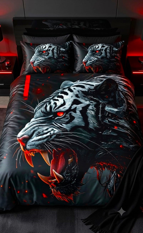 Özel Üretim Marka Çift Kişilik 240*260 cm Saten Pamuk Luxury Nevresim Takımı Premium Ranforce Dokuma Organik Pamuklu Altın Siyah Lüx Kaplan Deluxe seri leke tutmaz aslan