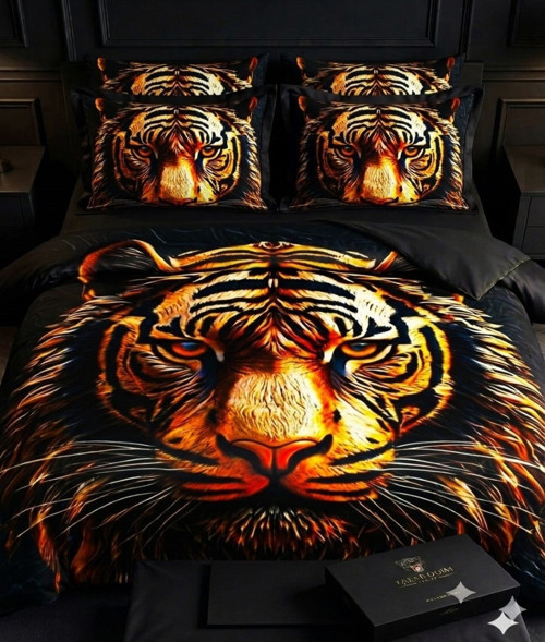 Özel Üretim Marka Çift Kişilik 240*260 cm Saten Pamuk Luxury Nevresim Takımı Premium Ranforce Dokuma Organik Pamuklu Altın Siyah Lüx Kaplan Deluxe seri leke tutmaz aslan