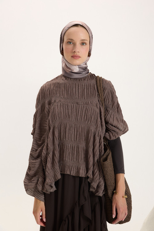 Desenli Twill Eşarp Brush Vizon