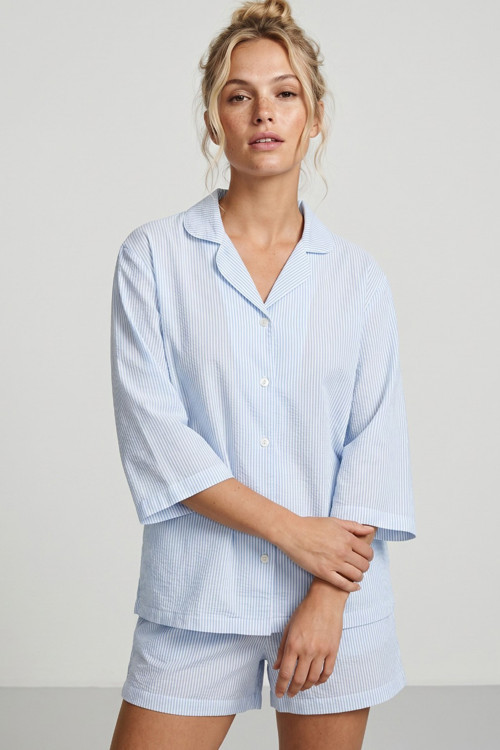 Düğmeli İnce Soft Örme Şortlu Pijama Takımı 8054