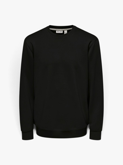 ONSLUCA LIFE REG LS CREW SWEAT Erkek Siyah Sweatshirt - 22035201