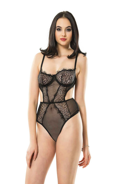 Siyah Dantelli Bodysuit - 623S