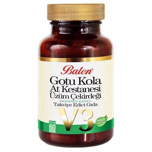 Gotu Kola At Kestanesi Üzüm Çekirdeği V3 60 Kapsül x 355 Mg