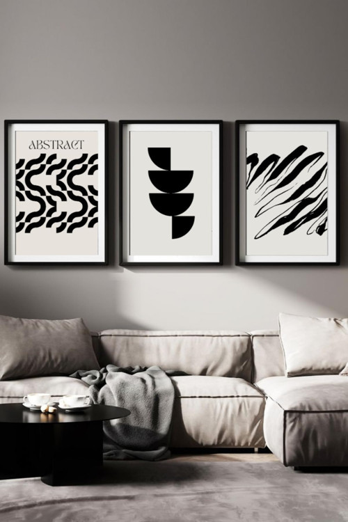 512 Store Estetik Duvar Posteri, 3'Lü Abstract Poster Seti, Modern Tablo,Dekoratif Çerçevesiz Tablo
