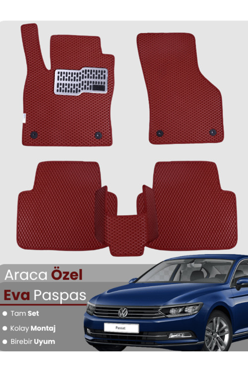 Volkswagen Passat B8 (2015-2019) Uyumlu Eva Paspas Tam Set–Araca Özel,Su Geçirmez,Hızlı Montaj