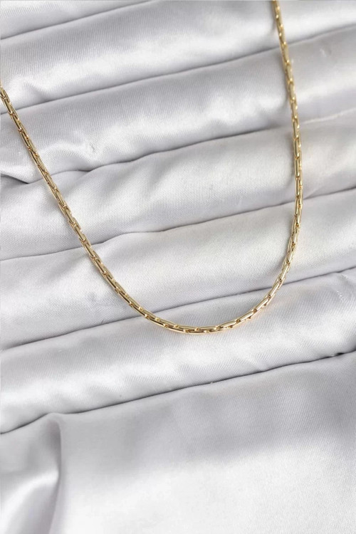 14K Gold Renk Kaplama İnce Zincir Model CM Kadın Kolye - TJ-BKO10741