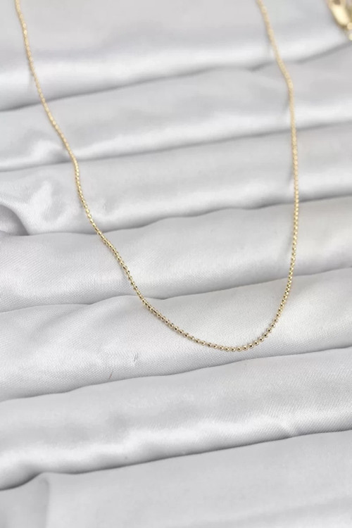 CM 14K Gold Renk İnce Top Zincirli 60 cm Kadın Kolye - TJ-BKO10943