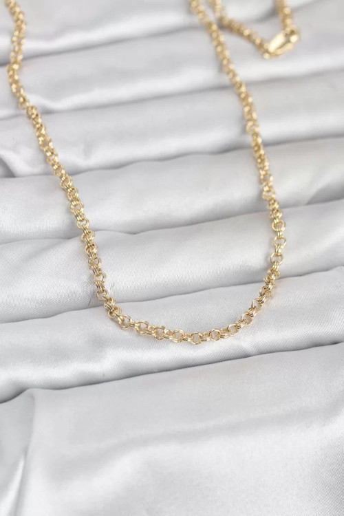 CM 14K Gold Renk Halka Zincir Model 60 cm Kadın Kolye - TJ-BKO10951