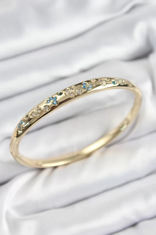 Pirinç Zirkon Taşlı Kelebek Model Gold Renk Kadın Kelepçe - TJ-BB7568