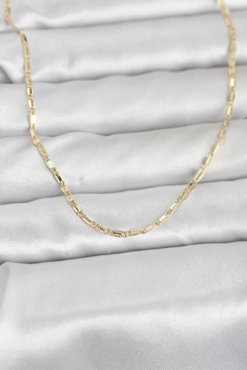 CM 14K Gold Renk Lazerli Zincir Model 60 cm Kadın Kolye - TJ-BKO10957