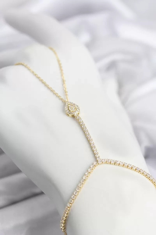 Gold Renk Pirinç Zirkon Taşlı Damla Model Şahmeran TJ-SN767