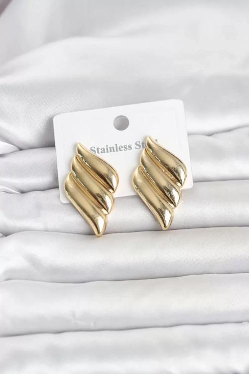 316L Çelik Gold Renk Motif Model Kadın Küpe TJ-BKP11819