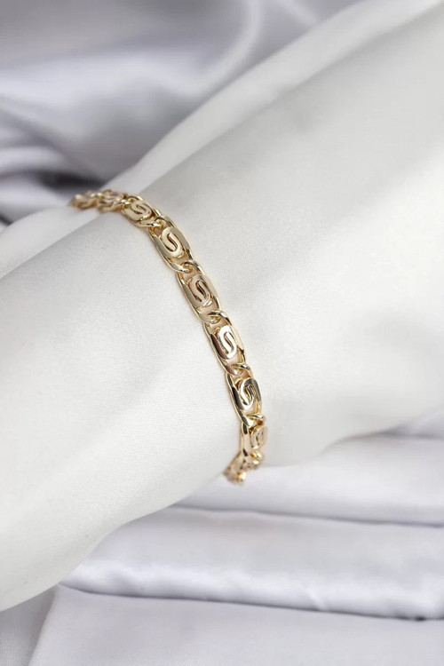 14K Gold Renk Kaplama Zincir Model CM Kadın Bileklik - TJ-BB8129
