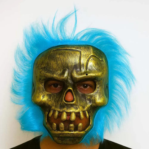 Wild Skull - Bakır Kafatası Turkuaz Saçlı İskelet Maske