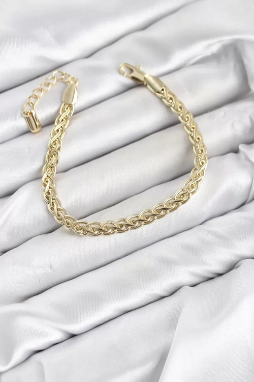 CM Singapur Zincir Model Gold Renk Pirinç Kadın Bileklik TJ-BB8593