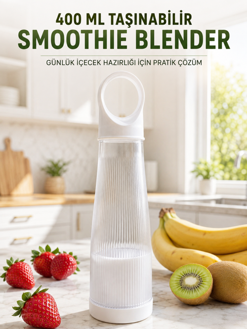 uygun Kablosuz Taşınabilir Blender 400 ML Şarjlı Smoothie Shake ve Meyveli İçecek Hazırlama p