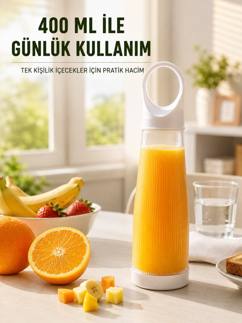 uygun Şarjlı Taşınabilir Smoothie Blender 400 ML Kablosuz Meyve ve İçecek Blenderı popüler